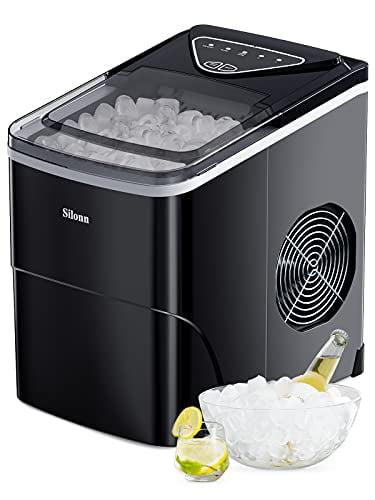 LDAILY Countertop Ice Maker Portable and Compact Ice machine for Home Make 26 lbs Ice in 24 Hours High Efficiency Ice Maker with Ice Scoop and Basket Office Black Ice Cubes Ready in 6 Mins 