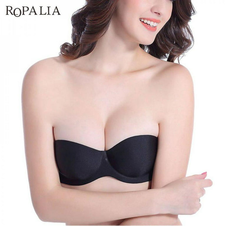 [BRAND DELIVERY ON TIME1]Women Fashion Solid Lift Half Cup Brassiere  Seamless One Piece Strapless Push Up Bras Soft Invisible Bras
