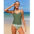 thumbnail image 2 of Traje de baño Aulyffo Teen Tankini para niñas de 13 a 14 años, color verde, 2 of 9