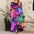 thumbnail image 2 of Women's Christmas Printed Fashionable Loose Round-Neck Dress, Holiday Print, Casual Wear, Retro Style, Comfort Fit, Everyday Dress, Festive,Purple,XL, 2 of 5