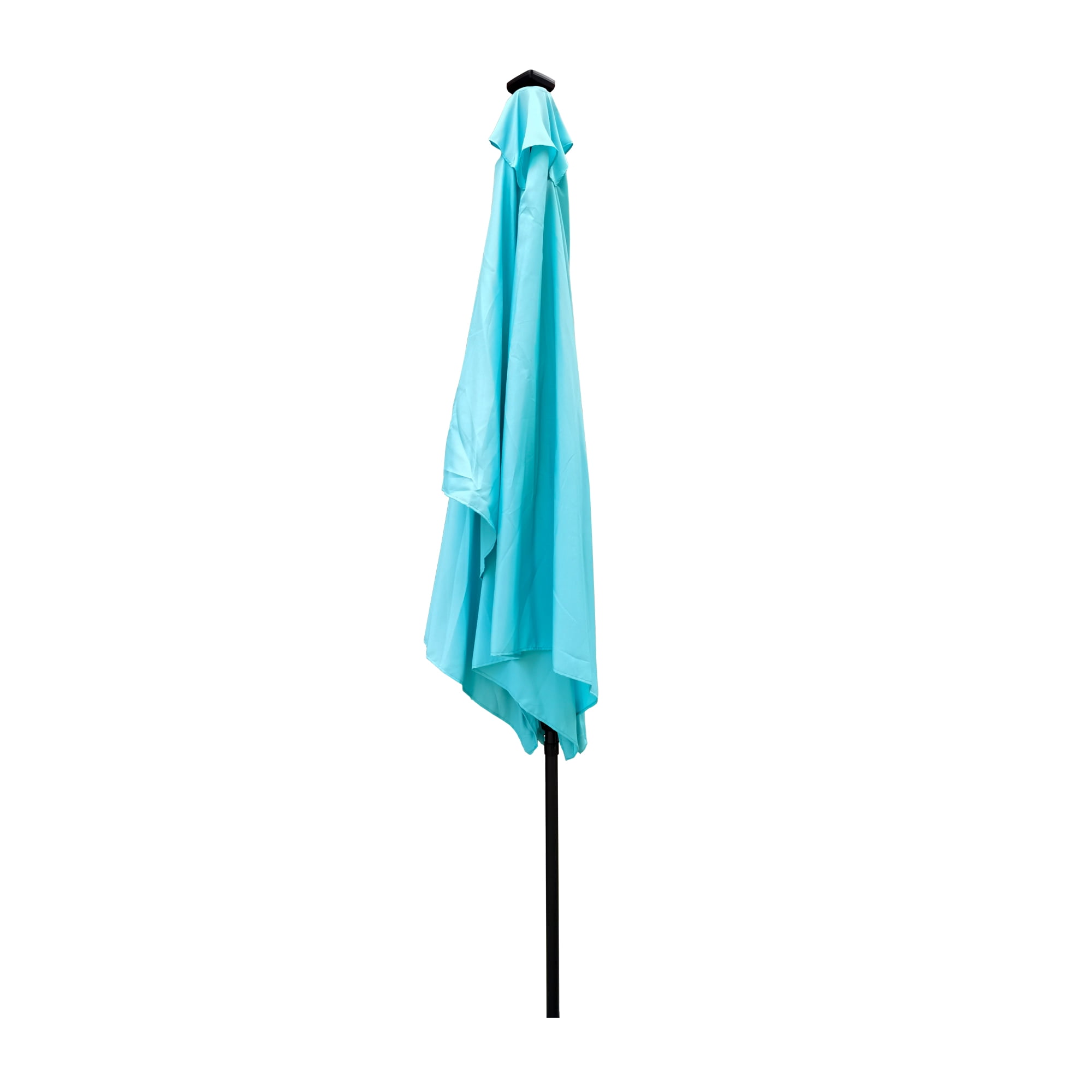 10x6.5 FT Rectangular Patio Umbrella, Solar LED Waterproof Outdoor Sun Shade Canopy with Tilt Function, Turquoise