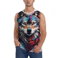 thumbnail image 1 of Balery Tie-Dye Wolf Head Camisetas sin mangas para hombre, absorbe la humedad y protege contra el mal olor.-X-Large, 1 of 7