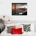 thumbnail image 4 of JRXY Black and White Red Canvas Paintings Golden Gate Bridge San Francisco Wall Art Modern Home Decor for Living Room Office, Ready to Hang 20x16in, 4 of 4