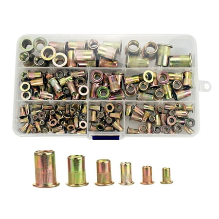 

Etereauty 150pcs Rivet Nuts Stainless Steel Flat Head Threaded Insert Rivnut Assortment