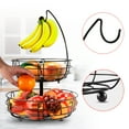 thumbnail image 6 of Auledio Houseware 2 Tier Fruit Basket Bowl with Banana Hanger for Kitchen Countertop, Detachable Fruit Vegetable Storage Holder Display for Kitchen,Black, 6 of 7