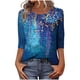 thumbnail image 2 of Xuyuer Unisex Print 3/4 Sleeve Tee - Fashion Women's Loose Casual Round Neck 3/4 Sleeve Oversized Top for Music Festival Grounds, and Free-Spirited Gender-Neutral Layered Street Style, 2 of 7