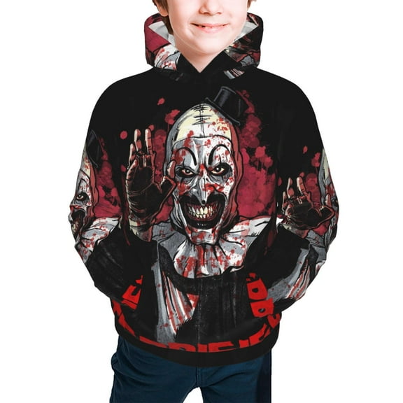 Terrifier Youth Hoodie Graphic Colorful Cool Kids Hooded Sweatshirts Kangaroo Pocket for Boys Girls Small