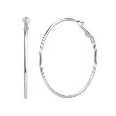 Time and Tru Adult Women's Silver Tone Large Metal Hoop Earring