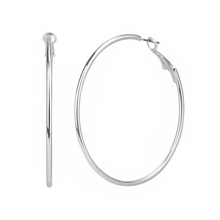 Time and Tru Adult Women's Silver Tone Large Metal Hoop Earring