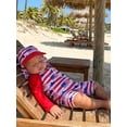 thumbnail image 4 of Cenuakty Newborn Baby 3M 6M 12M 18M 2T 3T Boy Swimsuit Set 4th of July America Flag Print Mock Neck Long Sleeve Rash Guard Swimwear and Sun Hat, 4 of 9