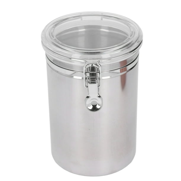 Recibido de Acero inoxidable, Frasco de Almacenamiento Hermético con tapa Transparente Para Galletas de Harina de Fruta Seca Leche en Polvo Té Café Sellado Contenedor de