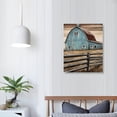 thumbnail image 4 of Shiartex Farmhouse Canvas Wall Art Framed Landscape Painting Teal Old Barn Rustic Country Farm Decor Picture for Bedroom Living Room Ready to Hang 12x16 in, 4 of 5