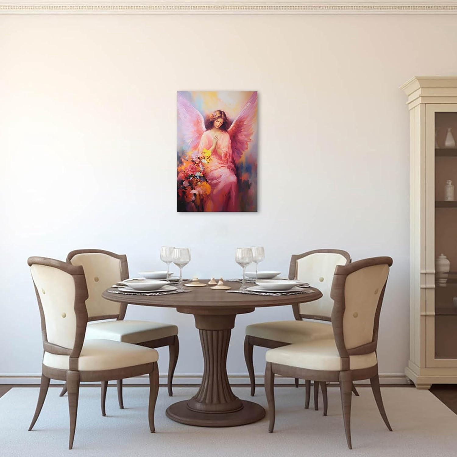 ZHONGYUTONG Angel Canvas Wall Art Angel Wing Painting Prints Elegant Girls Picture Abstract Vintage Artwork for Living Room Home Decor Framed (16.00" x 24.00")