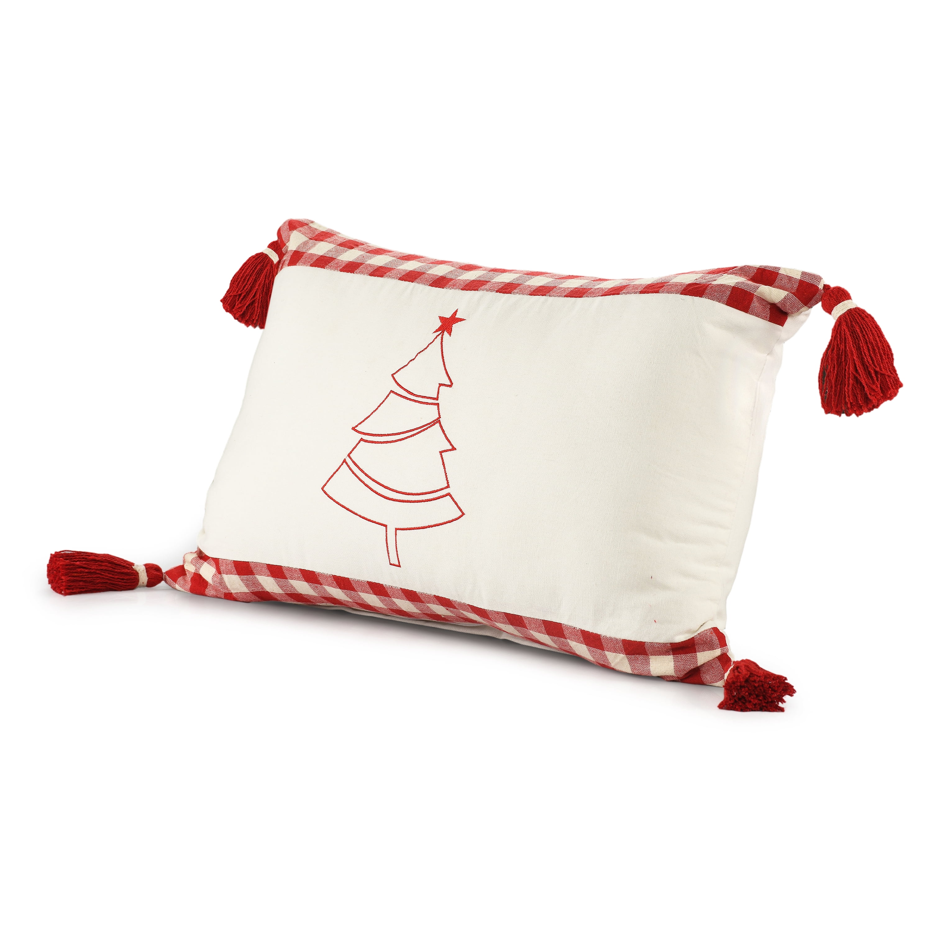 Harlow Hill 16" x 24" White/Red Plaid Cotton Adult Decorative Throw Pillow Cover