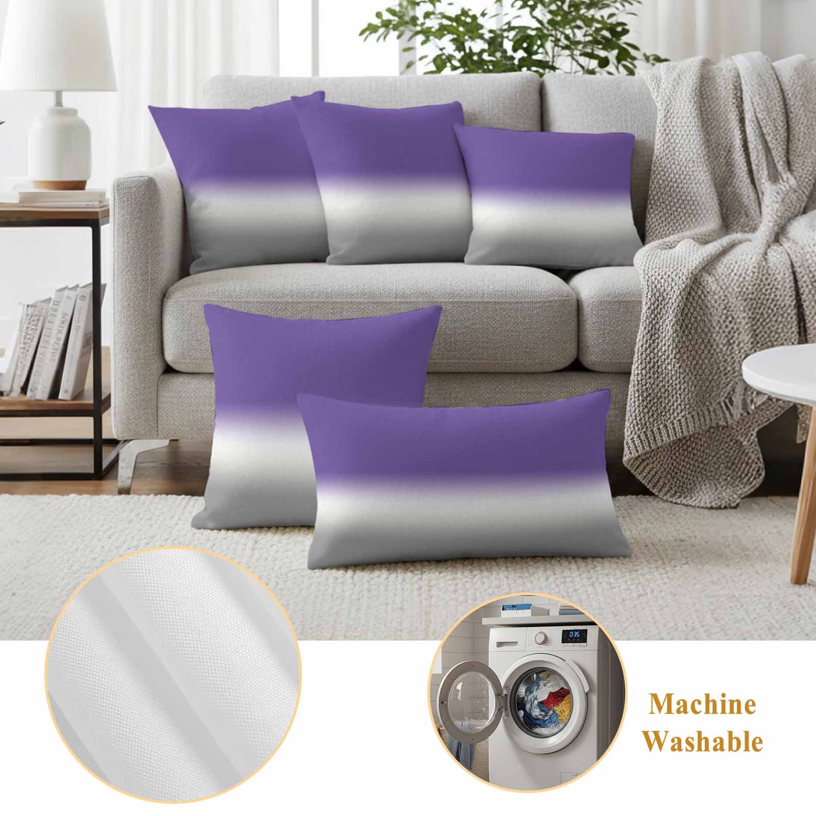 Outdoor Waterproof Pillow Covers Classic Purple Grey Gradient Decorative Throw Pillow Protectors,Pillowcase Cushion Cases for Patio Sofa Garden Couch,18x18in,Pack of 2