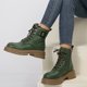 thumbnail image 5 of NECHOLOGY Botas Mujer Adulto Femenino Zapatos Botines de mujer Otoño e invierno estilo británico Popular suela gruesa con cordones zapatos de mujer aparecen botas delgadas (Green, 6.5), 5 of 7