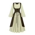 thumbnail image 4 of Hvyesh Women's Renaissance Costume Medieval Lace Up Long Dress Gothic Square Collar Ruffer Swing Dress, 4 of 4