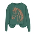 thumbnail image 7 of Long Sleeve Shirts for Women Hemlock Horse Print Sweatshirts for Women Riding Horse Lover Long Sleeve Crew Neck Pullover Tops Casual Loose Shirts Sweatshirt, 7 of 7
