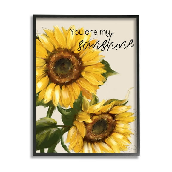 Stupell Industries You Are My Sunshine Sunflower Blooms Graphic Art Black Framed Art Print Wall Art, Design by Conrad Knutsen