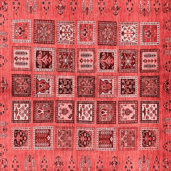 Ahgly Company Indoor Square Abstract Red Modern Area Rugs, 8' Square