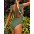 thumbnail image 3 of Charmo Womens Ruffle One Piece Swimsuits Ruched Tummy Control Monokini Bathing Suits, 3 of 6