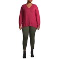 thumbnail image 3 of Heart N' Crush Women's Plus Size V Neck Dropped Shoulder Sweater with Metallic, 3 of 7