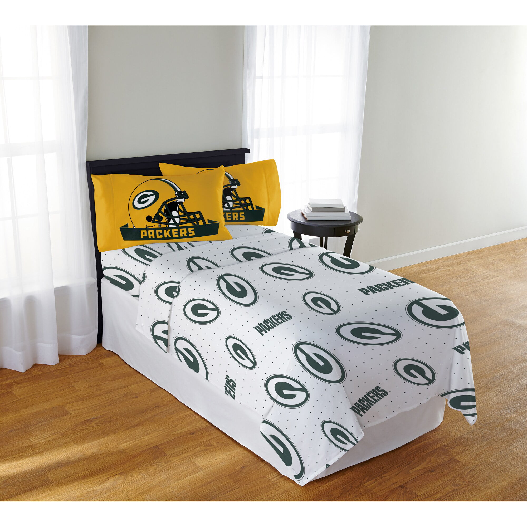 Green Bay Packers Fitted Sheet 3PCS Bed Sheet & Pillowcase Fans Bedding sets 