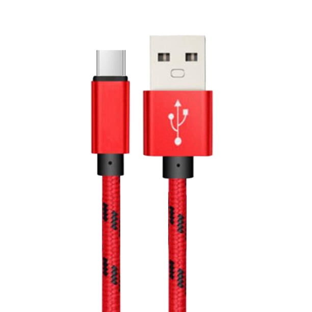 Methold Cable de carga Micro USB 3A (máx.) 1/2M tipo C Cable de datos de carga rápida Cable de carga tejido de nailon para Cable Teléfono y Comunicación Rojo 1 metro