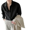 thumbnail image 1 of Camisa de color puro para hombre, camisa de manga larga para hombre, camisa con botones para hombre, camisa de cuello vuelto para hombre, ultra sensible, 1 of 9