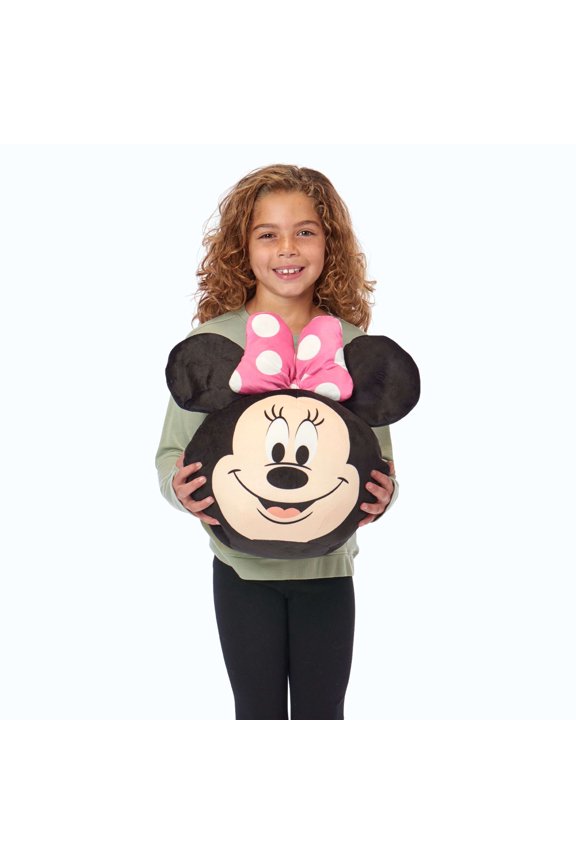 Pink Bow Disney Kids Round Cloud Pillow, 11 inches