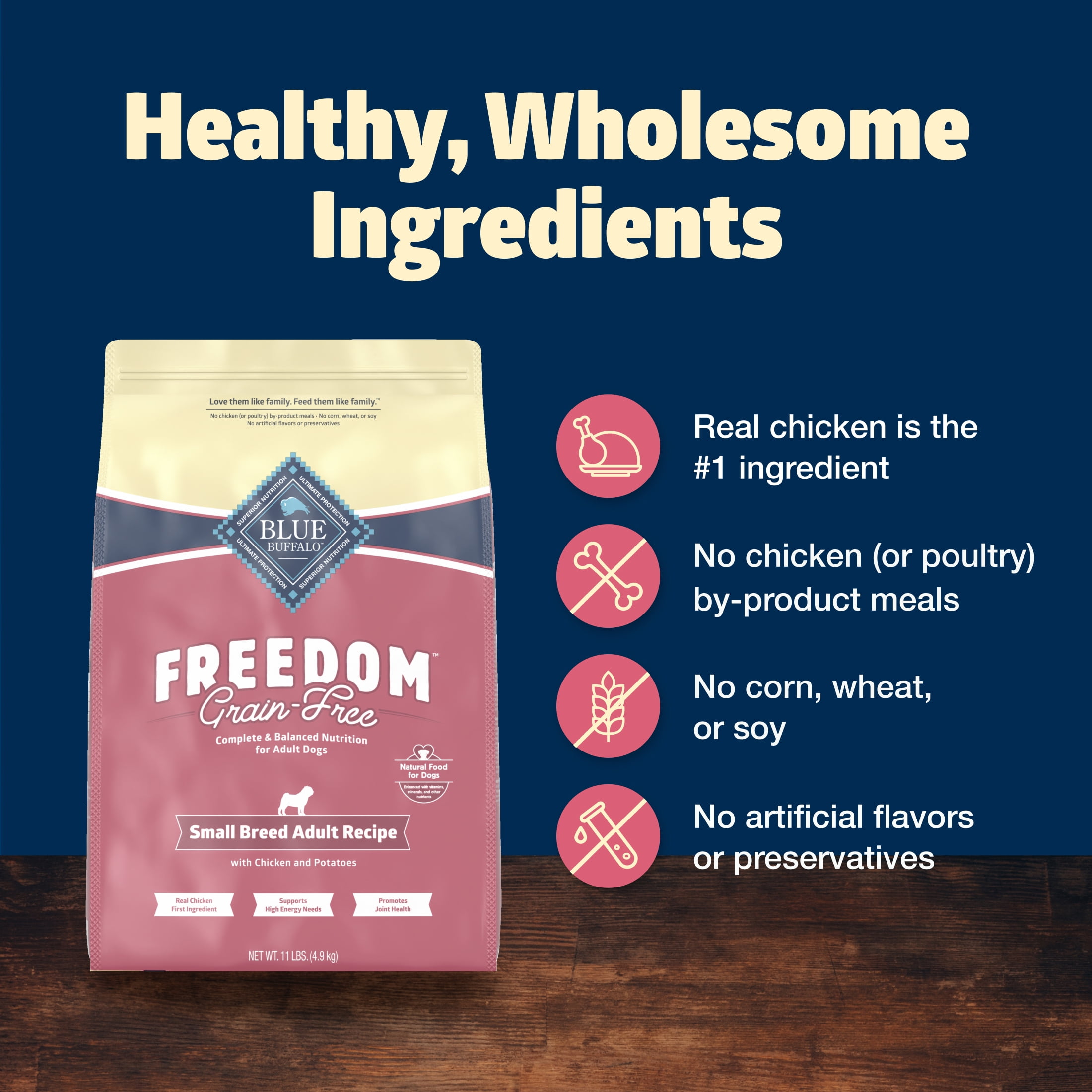 Blue Buffalo Freedom Grain-Free Small Breed Adult Dry Dog Food, Chicken & Potatoes, 11 lbs.
