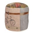 thumbnail image 5 of DecMode Chevron Multi Colored Canvas Bike Pouf with Leather Accents, 5 of 8