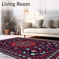 thumbnail image 2 of ODIKA 8'x10' Machine Washable Non-Slip Area Rug, Enchanted Garden Blossom Vine Labyrinth Sanctuary High Traffic Rug with Pad, Red, 586111, 2 of 8