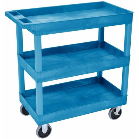 Standard Capacity Print Cart - Luxor HD High Capacity Cart with 3 Tub Shelves, Blue
