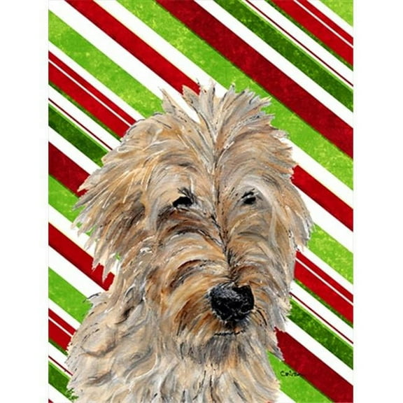 Golden Doodle 2 Candy Cane Christmas Flag Garden Size