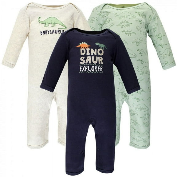Hudson Baby Infant Boy Cotton Coveralls, Dinosaur Explorer, 0-3 Months