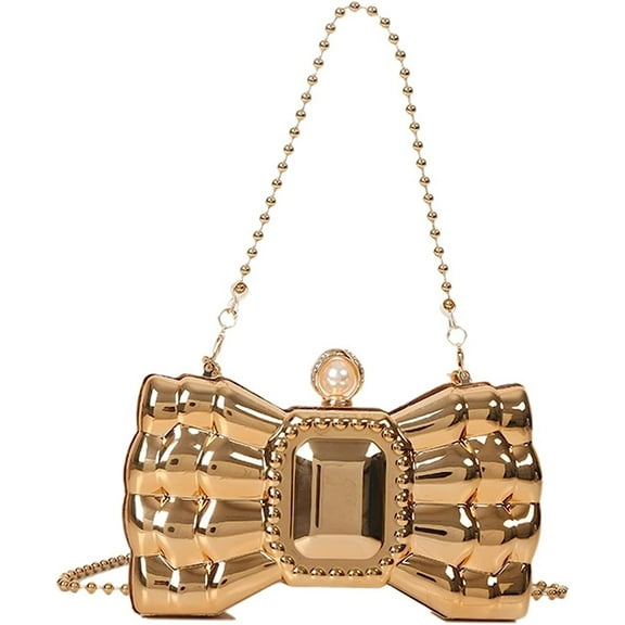 Kukuzhu Acrylic Bow Evening Clutch Bag Women Shoulder Chain Clutch Purse Underarm Handbag for Wedding Cocktail Party Prom