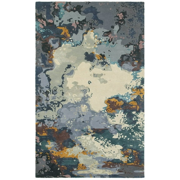 Oriental Weavers Galaxy Area Rug 21903 Blue Splotches Distressed 5' x 8' Rectangle