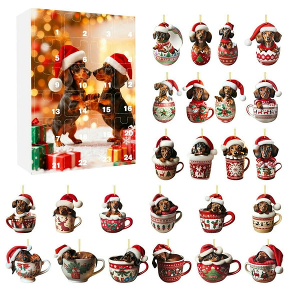 Countdown Surprise Advent Calendar For Lovers 24 Days Festive Holiday With Unique And Cute Puppy Figures Count down to Christmas Calendar for Girls Analog Timer with Alarm Battery Operated Lamps with