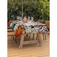 thumbnail image 2 of Outdoor Tablecloth with Umbrella Hole and Zipper, Vintage Orange Blue Fall Rectangle Table Cloth 60x120 Inch Waterproof Tablecloth, Thanksgiving Maple Leaf Pumpkins Vintage Picnic Table Cover, 2 of 7