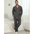 thumbnail image 3 of MoFiz Pjs Men's 100% Cotton Plaid Pajamas Sets Button Down Cozy Loungewear 2 Pieces, 3 of 8