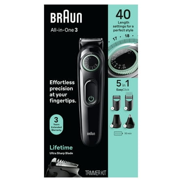 Braun Series 3 3450 5-in-1 Men's Electric Grooming Kit with Beard Hair Trimmer, Black