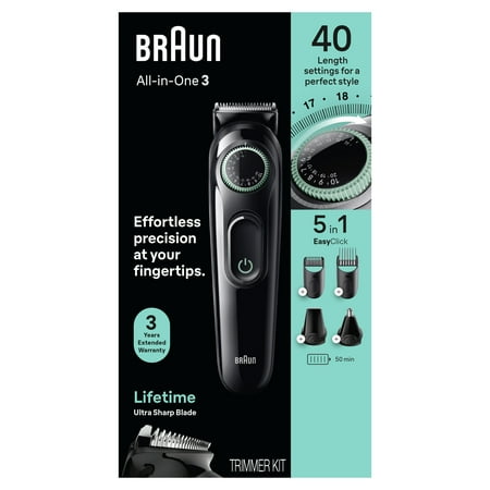 Braun Series 3 3450 5-in-1 Men s Electric Grooming Kit with Beard Hair Trimmer Black