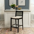 thumbnail image 4 of Powell Bilberry 29" Indoor Low Cane-Back Wood Barstool, Set of 2, Black/Natural/Beige, 4 of 16