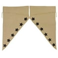 thumbnail image 6 of VHC Brands Burlap Natural with Burgundy Stars Primitive 63"x36"x18" Prairie Panel Pair Tan Rod Pocket Stenciled Cotton Drawstring Ties Window Curtains, 6 of 11