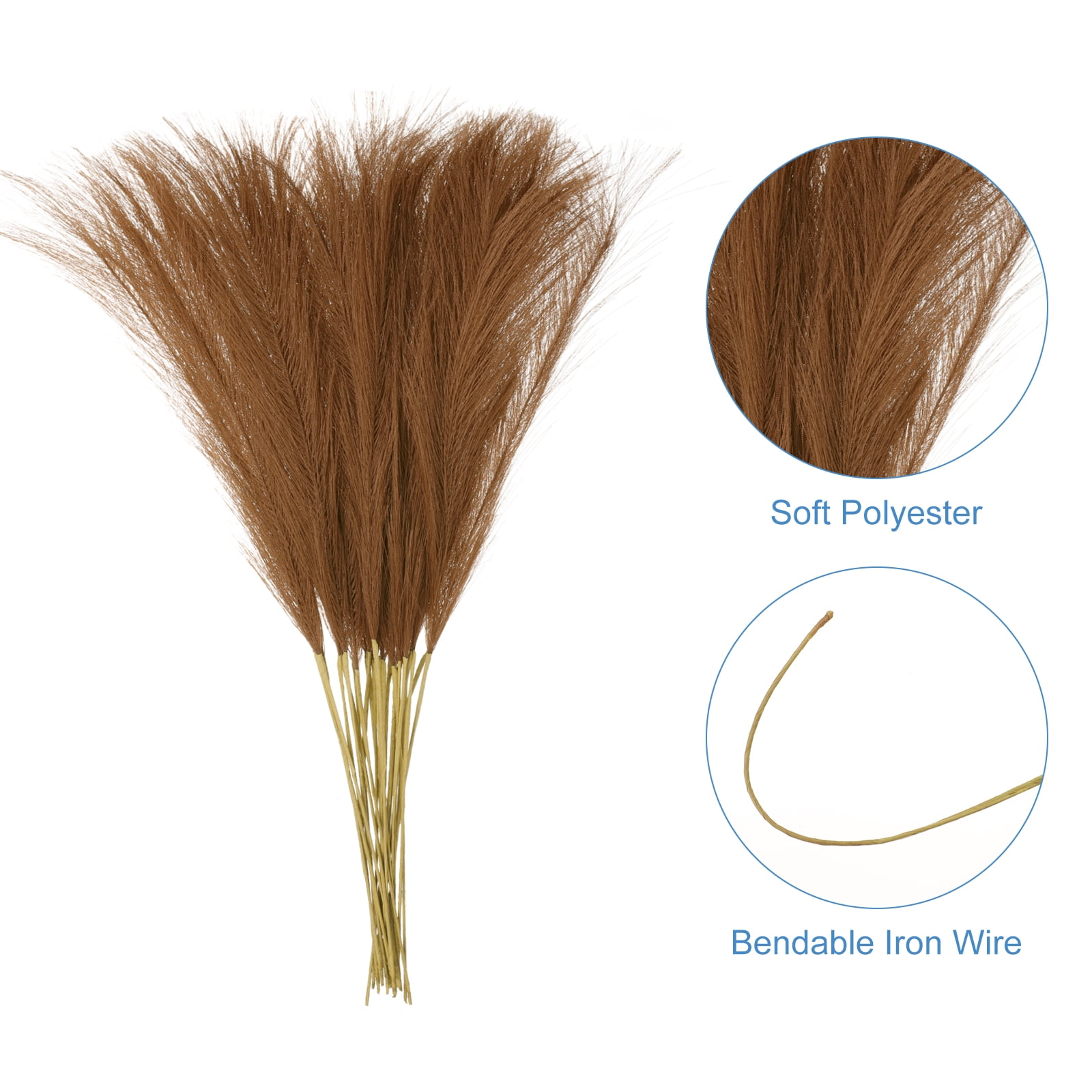 Unique Bargains Faux Pampas Grass Artificial Fake Dried Grass Decor for Home Brown