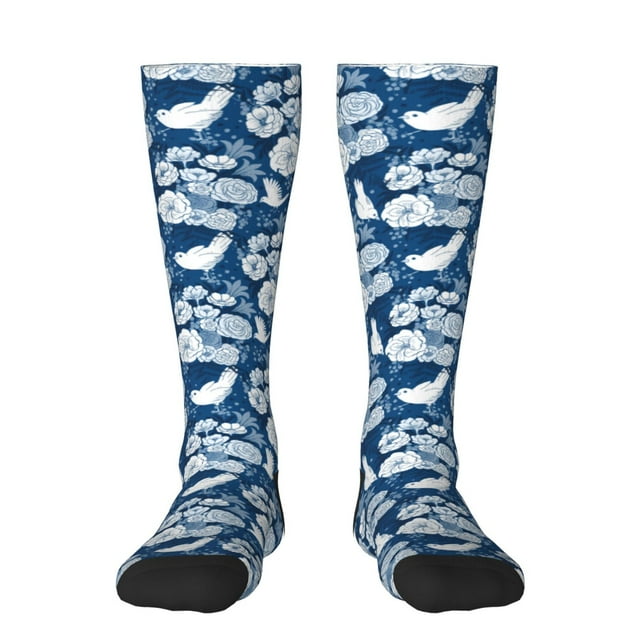 Fotbe Rose Flowers Calcetas Divertidas Estampadas para Hombre y Mujer, Calcetas de Algodón hasta la Rodilla para Caminar, Correr, Enfermería y Embarazo
