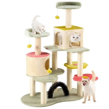 PXZEE 59" Cat Tree, Flower Cat Tower w/Sisal Scratching Posts for Indoor Cats