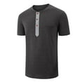 thumbnail image 3 of Floenr Mens T Shirts,Men's Solid Color Round Neck Half Button Pullover Casual Short Sleeve T-Shirt, 3 of 4