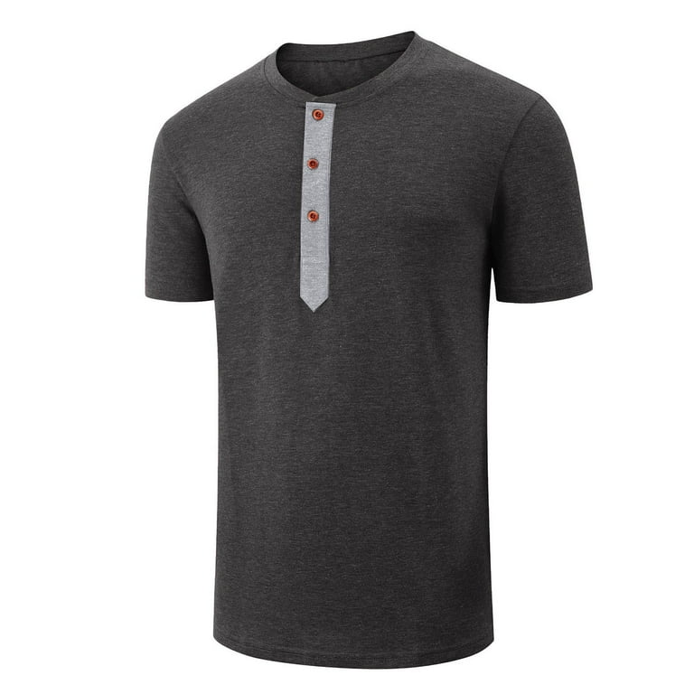 Mens Polo Shirts Men s Plain Color Crew Neck Half Button Pullover Casual Short Sleeve T Shirt Mens Tank Tops Shirts for Men Clearance Sale On Sale